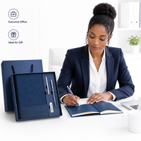 Ensemble cadeau de carnet en cuir PU A5 avec logo personnalisé, stylo, clé USB, agenda professionnel en PU thermosoudé, kit de papeterie, vente en gros OEM