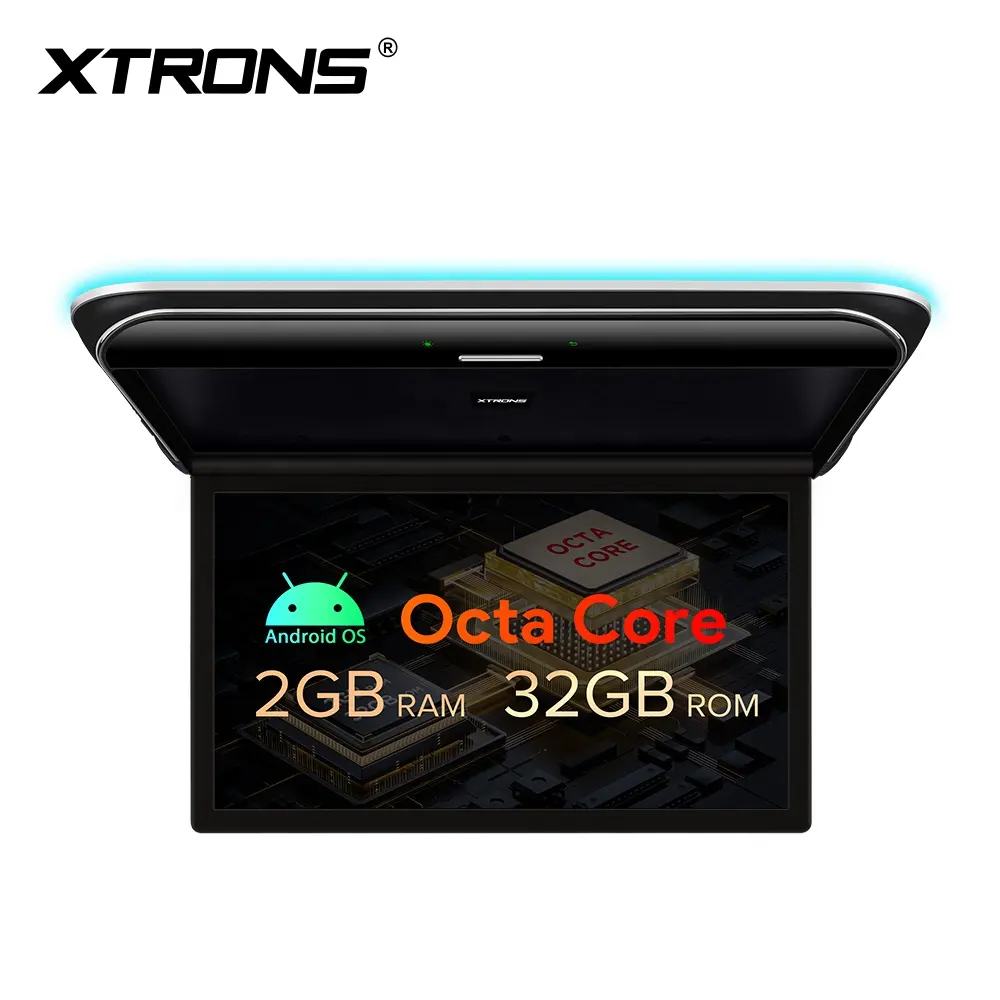 XTRONS Monitor de techo de coche de 19,5 pulgadas Android 8Core 32G 8K Video Altavoz incorporado Reproductor de techo Entrada HD RCA Pantalla de TV de coche