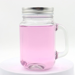 Bán buôn 12oz / 16oz / 32oz logo in đồng bằng Glass <span class=keywords><strong>Mason</strong></span> Jar uống ly/Mug với xử lý và rơm Nắp - Product Image 2