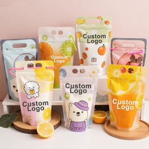 맞춤 인쇄 칵테일 누수 방지 재밀봉 가능 지퍼 냉동 가능 반투명 플라스틱 음료 파우치 (빨대 구멍 및 깔때기 포함) - Product Image 6