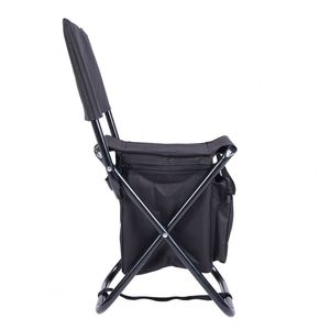 Lightweight Portable <b>Folding</b> Camping <b>Chair</b> with Cooler Bag Modern <b>Metal</b> Outdoor Stool for Park and School - Product Image 4
