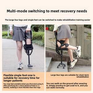 Muleta Antideslizante de una Sola Pierna, Andador Telescópico, Soporte para Tobillo Esguinzado o Fracturado, Equipo Auxiliar de Rehabilitación para Caminar - Product Image 4