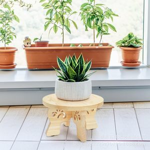 Support de pot de fleurs en bois, petit tabouret pour plantes, présentoir de plantes vertes d'intérieur, meuble de salon fait à la main - Product Image 3