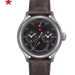 RED STAR GMT Reloj mecánico con cronógrafo de doble zona horaria para hombre, calendario ST2545 SKU, reloj deportivo con correa de cuero luminosa para piloto - Product Image 1