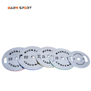 Disques de musculation de haute qualité pour haltères, plaques de poids en acier électro-plaqué avec bande de couleur, 2 poignées - Product Image 3