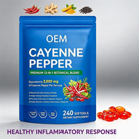Capsules molles d'extrait de poivre de Cayenne naturel, de pépins de raisin et de poivre noir – Soutien antioxydant pour adultes, santé cardiaque et digestive – 240 gélules