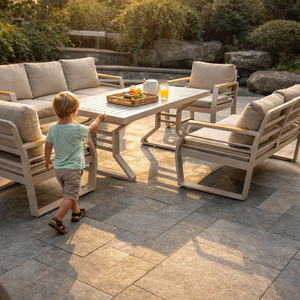 Ensemble <span class=keywords><strong>de</strong></span> canapés <span class=keywords><strong>de</strong></span> patio extérieur bleu, idéal pour les jardins domestiques, les balcons et les retraiteurs <span class=keywords><strong>de</strong></span> <span class=keywords><strong>jardin</strong></span>, avec coussins en aluminium à séchage rapide - Product Image 4