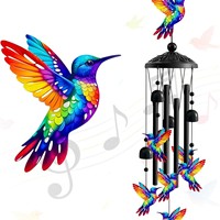 Carillon éolien musical en aluminium ajouré, style vallonnée, noir, 32 pouces, décoration d'intérieur pour patio et jardin, style américain, boîte noire