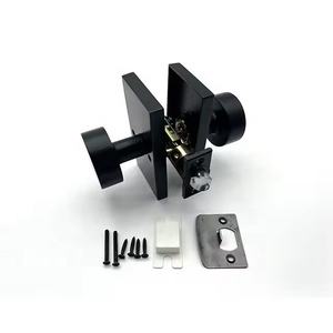 Gaya Amerika privasi pegangan pintu Interior Satin kuningan kamar tidur Matt hitam kamar mandi Modern Gagang pintu bulat kunci persegi panjang - Product Image 6