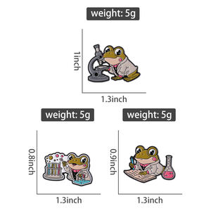 Alfileres de esmalte de rana de laboratorio divertidos dibujos animados, vasos de precipitados para profesores de ciencia y tubos de ensayo, broches de microscopio, insignia de solapa, regalos de joyería - Product Image 6