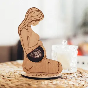 Produk penjualan terlaris 2023 hadiah wanita hamil bingkai foto Sonogram kayu alami bingkai foto kayu