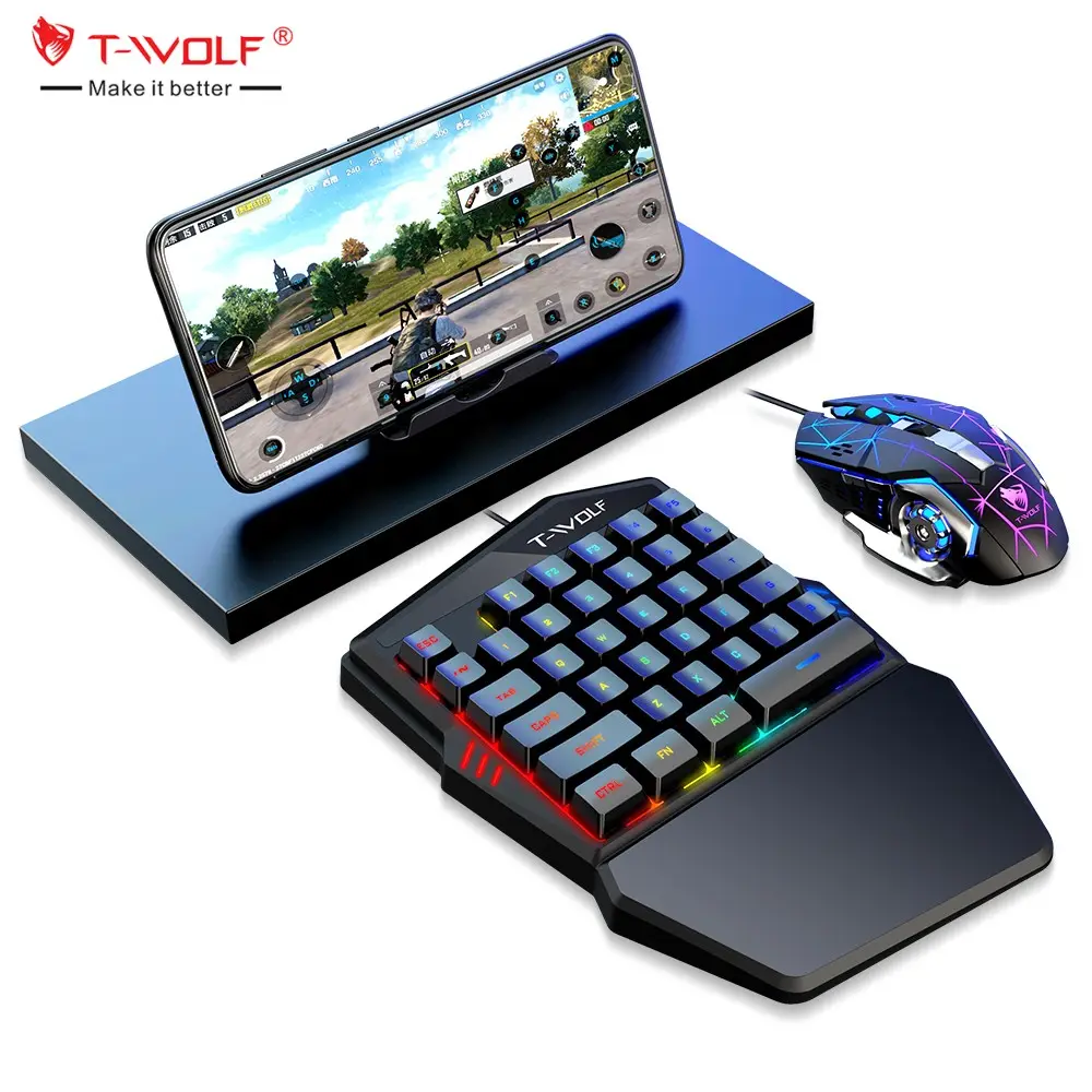 Новинка, механическая клавиатура TWOLF TF900 Mini для одной руки, игровая клавиатура и мышь с RGB светодиодной подсветкой для Android