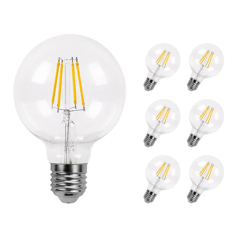 Dimmable LED Edison Light Bulb G25 G80 Globe Shape Clear Amber 40 Watt Equivalent 4W 2700K E26 E27 Vintage Led Filament Bulb