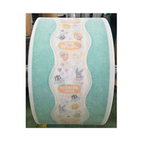 Couches pour bébés bon marché populaires imprimant de l'air chaud à travers le film de feuille de fond en PE respirant laminé en tissu Non tissé