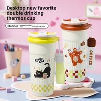 Venta al por mayor: Taza térmica de acero inoxidable Big Mac, bonita, de gran capacidad, con pajita, para café helado, portátil, para estudiantes, 6-12 horas