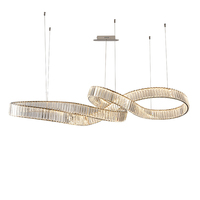 Luminaire suspendu en cristal LED de forme infinie, moderne et luxueux, luminaire de plafond linéaire à intensité variable pour table à manger, îlot de cuisine