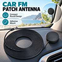 Antena Radio FM Bulat dengan Perekat dan Kabel 3m serta Konektor DIN Male untuk Penerima Radio Stereo Kendaraan