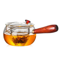 Service à thé en verre Borosilicate, de luxe, petite théière avec poignée en bois, Pot d'eau chaude, 1 pièce