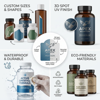 Étiquettes personnalisables holographiques pour suppléments vitaminiques – Autocollants de luxe pour bouteilles de nutrition – Impression d'étiquettes étanches pour produits de santé