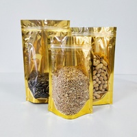 Custom Gold Clear Window Aluminiumfolie Zak Met Rits Vochtbestendige Staande Zak Voor Voedsel Verpakking