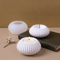 Moule en Silicone Bricolage pour Pot de Cire Rayé Vase Plateau Style Européen Simple Ornement en Plâtre Fabrication Dropshipping Transfrontalier Jetable