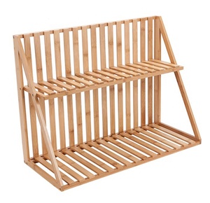 2021 personalizado de bambú Natural plato de secado estante de pared de madera de bambú plato de secado percha - Product Image 3