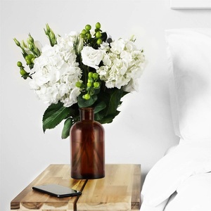 Décoration d'intérieur, <span class=keywords><strong>vase</strong></span> en verre ambré <span class=keywords><strong>rond</strong></span> de 65 ml, <span class=keywords><strong>vase</strong></span> en verre ambré vintage pas cher pour fleurs séchées - Product Image 5