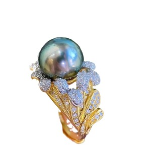 Nouvelle bague haut de gamme Buchirati en argent pur S925 avec perle ronde de 10-11 mm, design impeccable et bouche mobile - Product Image 5