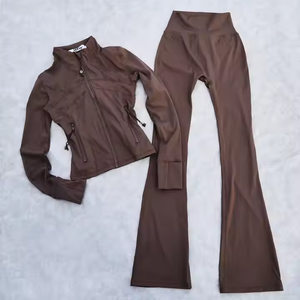 Set di 2 Pezzi <span class=keywords><strong>Abbigliamento</strong></span> Sportivo Senza Cuciture per Donne, Giacca Sportiva e Leggings in Spandex e Nylon di Alta Qualità, <span class=keywords><strong>Abbigliamento</strong></span> da <span class=keywords><strong>Palestra</strong></span> e <span class=keywords><strong>Fitness</strong></span> - Product Image 2
