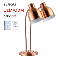 Lampe chauffante alimentaire double tête en acier inoxydable ORIX pour comptoir, buffet, restauration, hôtels et banquets