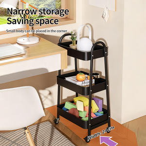 Chariot <span class=keywords><strong>utilitaire</strong></span> à <span class=keywords><strong>3</strong></span> niveaux avec roulettes et paniers en filet, chariot de rangement multifonctionnel pour cuisine, salon, garage - Product Image 3