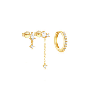 Ensemble de boucles d'oreilles CANNER en argent 925 plaqué or 18 carats, géométriques, longues, avec pampilles, étoiles et lunes, pour femmes - Product Image 3