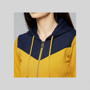 Winter Women's Casual Zipper Hoodie <b>Short</b> Front Logo 100% Cotton Long <b>Sleeve</b> Hooded <b>Sweatshirt</b> - Product Image 1