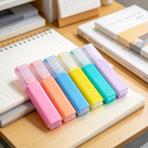 Ensemble de surligneurs pastel Macaron avec logo personnalisé, pointe biseautée, couleurs douces, pour fournitures scolaires, cadeau promotionnel - Product Image 5