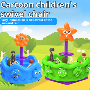 Cartoon Bloem Draaistoel Ontwerp 10 Persoons Kinderen Park Kinderspel Plastic Carrousel Peuter Buiten Speeltoestellen