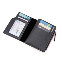 Dompet Kulit PU Pendek Pria dengan Resleting, Multi-Kartu, Bergaya Retro Vintage, Mini, Kancing, Motif Huruf, Mewah, Geometris, Poliester