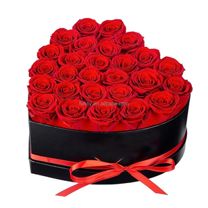 Hộp hoa tròn sang trọng, hoa hồng được bảo quản, hình dạng mũ tùy chỉnh, logo tùy chỉnh, màu đen trắng - Product Image 6