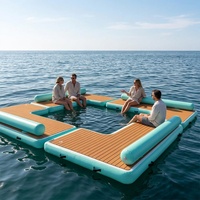 Plateforme flottante gonflable carrée Drop Stitch pour fêtes, île de loisirs estivale, idéale pour les vacances