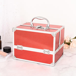 Estuche de <span class=keywords><strong>Maquillaje</strong></span> Portátil de Doble Capa con Diseño de Rayas, de Aleación de Aluminio, con Espejo, Cierre Abierto, Expansión y Bloqueo, Caja de Almacenamiento Multicapa para Herramientas - Product Image 3