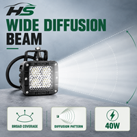 Lumière de travail LED HSSH 2 pouces 40W Osram à faisceau diffusé, lumière auxiliaire tout-terrain pour ATV, UTV, camion, SUV