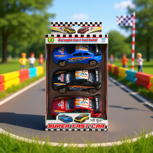 Ensemble de voitures de course super rapides, 3 voitures, véhicules jouets à l'échelle 1:43 pour enfants de 3 ans et plus - Product Image 3