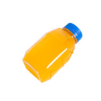 Bouteille en plastique jetable transparente carrée de 280 ml en PET de qualité alimentaire avec bouchon à vis pour jus et thé au lait
