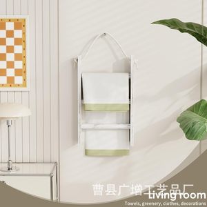 Wooden Blanket Ladder <b>Storage</b> Rack 3 Tier White <b>Wall</b> Mounted Towel Holder Country Style Bathroom Organizer - Product Image 3