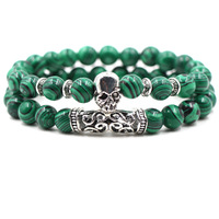 Ensemble de bracelets classiques en argent naturel avec tête de lion, de hibou et de Bouddha pour unisexe, anniversaire, chaîne de bracelet à perles en diamant de 8 mm