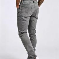 Jean en denim coupe droite taille haute, couleur unie, décontracté, coupe slim, haute qualité
