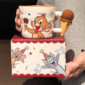 Taza de cerámica Cowov Tom y Jerry con asa de helado, diseño de dibujos animados, para regalo o uso diario - Product Image 3