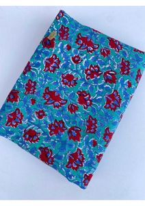 ผ้าฝ้ายพิมพ์ลายบล็อกอินเดีย 100% ผ้าลายดอกไม้สไตล์โบฮีเมียน ผ้าควิลท์อินเดีย ราคาถูกที่สุดต่อเมตร รับผลิตแบบ OEM - Product Image 2