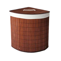 Panier à linge pliable en bambou Factory Corner, en forme d'éventail, avec couvercle et doublure amovible pour salle de bain et rangement domestique