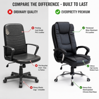 Chaise de Direction Ergonomique en Cuir PU avec Accoudoirs Rembourrés et Fonction Pivotante pour Bureaux d'Entreprise et Appels d'Offres Institutionnels