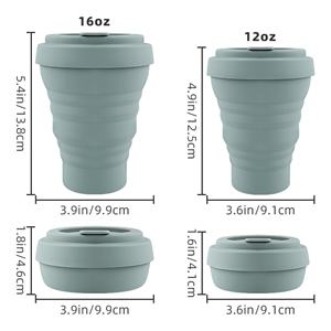 แก้วกาแฟซิลิโคนพับได้แบบพกพาขนาด 350 มล. ขายส่ง ทนความร้อน ใช้ซ้ำได้ เหมาะสำหรับกีฬากลางแจ้งและการเดินทาง - Product Image 6